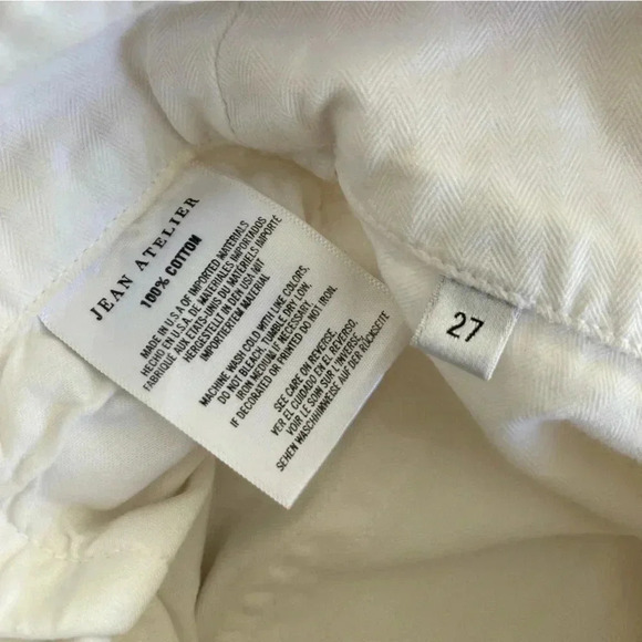 Jean Atelier High Waist Belted Wide Leg Jeans Cropped‎ Size 27 White Wash - Picture 7 of 11